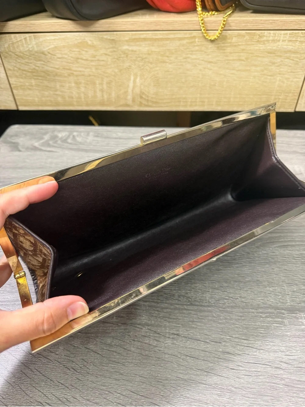 Dior Trotter Vintage Clutch in Brown